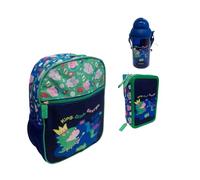 PRESTIGE & DELUXE Set Asilo George Peppa Bambina - Zaino Scuola Materna + Astuccio 3 Piani Completo di cancelleria + Borraccia 400 ml, Kit Scuola Blu Originale