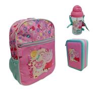 PRESTIGE & DELUXE Set Asilo Peppa Bambina - Zaino Scuola Materna + Astuccio 3 Piani Completo di cancelleria + Borraccia 400 ml, Kit Scuola Rosa Originale