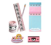 PRESTIGE & DELUXE Set scrittura per la scuola Chiara Ferragni 7 pezzi, matita, gomme, righello, temperamatita,2 block notes