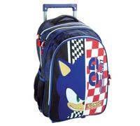 PRESTIGE & DELUXE Trolley Zaino compatibile con Sonic Let's Go per bambini Scuola primaria secondaria + set scrittura sonic e portachiave fischietto