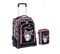 PRESTIGE & DELUXE Trolley Zaino Kumori per la scuola Bambine + Astuccio 3 piani + omaggio 7 penne e portachiave paillettes