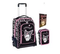 PRESTIGE & DELUXE Trolley Zaino Kuromi per la scuola Bambine + Astuccio 3 piani + diario 2025/2026 + omaggio 7 penne e portachiave paillettes