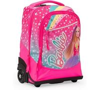 PRESTIGE & DELUXE Trolley Zaino scuola compatibile con Barbie Rosa Spallacci Imbottiti, Per Bambina, Scuole Elementari + omaggio 7 penne multicolore e portachiave paillettes