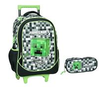 PRESTIGE & DELUXE Trolley Zaino Scuola compatibile con Minecraft 46 cm High-end per bambino + astuccio ovale zip