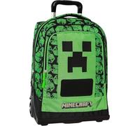 PRESTIGE & DELUXE Trolley Zaino Scuola compatibile con Minecraft Pixel per bambini + 7 Penne Scatto cancellabili e portachiave fischietto