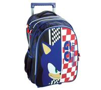 PRESTIGE & DELUXE Trolley Zaino Scuola compatibile con Sonic per bambini primaria secondaria - spallacci imbottiti e tasche laterali + kit penne