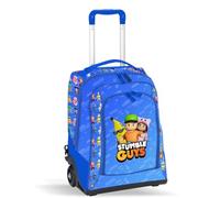 PRESTIGE & DELUXE Trolley Zaino Scuola Stumble Guys blu + omaggio 7 penne cancellabili e portachiave personaggio