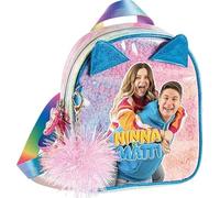 PRESTIGE & DELUXE Zainetto Ninna e Matti Rainbow con Pon Pon per bambine - Dim.: 18x8x23 cm per il tempo libero + portachiave paillettes e Penna multicolore