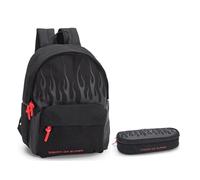 PRESTIGE & DELUXE Zaino americano Vos-Phobia Nero/Rosso Vision Super - scuole medie o superiori + astuccio ovale zip + omaggio 7 penne e portachiave fischietto