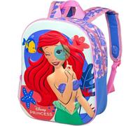 PRESTIGE & DELUXE Zaino asilo compatibile con Ariel La Sirenetta per bambina - Spallacci Imbottiti e Tasche Laterali + Omaggio portachiave pailettes