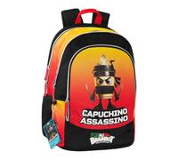 PRESTIGE & DELUXE Zaino Brainrot Capuchino Assassino 3 scomparti zip per scuola primaria + set scrittura,portachiave Brainrot e 10 card