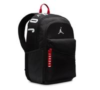 PRESTIGE & DELUXE Zaino compatibile con Jordan Airn nero patch Bianche, Schienale E Spallacci Imbottiti - tasche interne - per sport università gita e tempo libero Dim: 45 cm x 30 cm x 18 cm