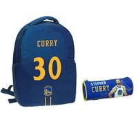 PRESTIGE & DELUXE Zaino compatibile con NBA Golden State Stephen Curry Dim: 43 cm x 30 cm x 17 cm, Schienale E Spallacci Imbottiti per scuola e tempo libero + Astuccio tombolino zip