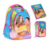 PRESTIGE & DELUXE Zaino Ovetto Ninna e Matti per Bambini Scuola Elementare, 32 x 21 x 42 cm + Astuccio 3 piani + Diario 2025/2026 + omaggio 7 penne + portachiave paillettes
