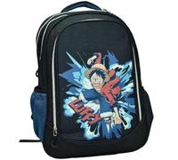 PRESTIGE & DELUXE Zaino Scuola 0ne Piece Nero Tondo 3 Scomparti zip per bambini primaria secondaria - spallacci e schienale imbottiti