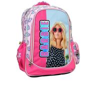 PRESTIGE & DELUXE Zaino Scuola compatibile con Barbie Tondo 3 Scomparti zip - spallacci e schienale imbottiti - per bambini primaria secondariam dim. 43 x 30 x 17 cm