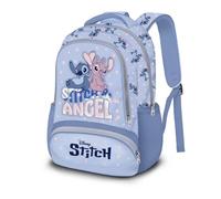 PRESTIGE & DELUXE Zaino Scuola Elementare Stitch Ovetto tondo blu con fiori per bambine + Kit scrittura 7 penne cancellabili e set scrittura Stitch