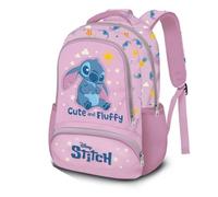 PRESTIGE & DELUXE Zaino Scuola Elementare Stitch Ovetto tondo rosa con cuori per bambine +Kit scrittura 7 penne cancellabili e se scrittura Stitch