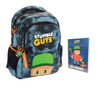 PRESTIGE & DELUXE Zaino Scuola Stumble Guys Tondo 3 Scomparti zip per bambini primaria secondaria + Diario + Set scrittura e portachiave personaggio