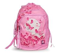 PRESTIGE & DELUXE Zaino Scuola tondo Pool Over Orsetto Rosa Glitter per bambine ragazze scuola primaria - 3 Scomparti zip + 7 penne scatto cancellabili e portachiave pailettes
