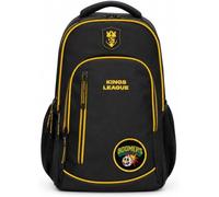 PRESTIGE & DELUXE Zaino Tondo 3 scomparti - King League Patch Intercambiabile - per la scuola primari Bambini + Kit penne e portachiave calcio