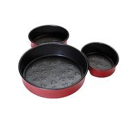 Prestige Disney Bake with Mickey Mouse, 3 stampi per torte con testa di Topolino, antiaderenti, in acciaio al carbonio, rosso e nero
