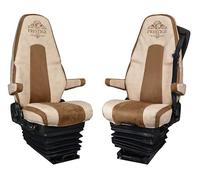 PRESTIGE LINE Coprisedili per Camion in VOLVO FH, FH16 dal 2013 Sedili Aereo 1 Cintura di Sicurezza Beige - Set coprisedile Resistente, Elegante e Facile da Montare