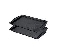 Prestige Set di 2 teglie da forno antiaderenti Aerolift, lavabili in lavastoviglie, con manici extra larghi, in resistente acciaio al carbonio, 2 teglie da forno grandi da 44 cm x 30 cm