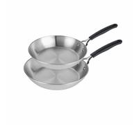 Prestige Set di padelle in acciaio inox non rivestito, realizzate per durare, 21 cm e 29 cm, atossiche, compatibili con induzione, lavabili in lavastoviglie e utilizzabili in forno