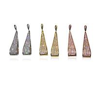 PrestigeApplause Orecchini pendenti con cristalli, design geometrico, disponibili in argento, oro e oro rosa placcato gioielli da donna, One Size, Lega di metallo e cristallo, Zirconia cubica