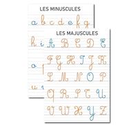 Prêt! Pack Poster didattici A3, Matematica, Francese, Alfabeto Cursive Script e Capitali, 42 x 30 cm, Multicolore, Supporto educativo Scuola e Casa (Pack 2 Poster Lettere Cursive)