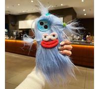 Pretaco Custodia per iPhone 14 Pro Max, divertente e stupida e strana custodia per telefono pelosa [fai da te capelli lunghi con fermaglio per capelli] brutta custodia per telefono scambiare regali