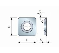 Pretaglio in carburo 14 x 14 x 2 mm small red