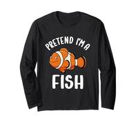 Pretend I'm A Fish Tee Divertente Costume di Halloween Pesce Pagliaccio Maglia a Manica