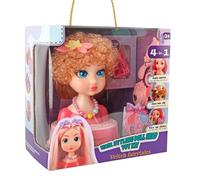 Pretend Play Beauty Set, Braiding Practice with Hairpins and Makeup Tools, Interactive Kid Safe Styling Head Toy for 3-6 Years Old, Beginners, Salon Role Play, Pink Colored