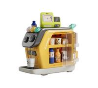 Pretend Play Coffee Machine Toys, Kids Supermarket Shopping Playset with Accessories, Imaginative Role Play Maker for Kids Children Boys Girls Indoor Games Gift 38.5x37.5x20cm