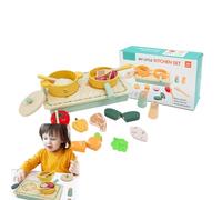 Pretend Play Kitchen Cooking Set - Wooden Cookware Toy Set | Vegetable Cutting and Simulated Kitchen Play | Enhances Fine Motor Skills, Hands-on Learning, and Imagination for Children