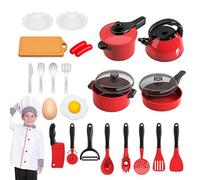Pretend Play Kitchen Toys - 24X Cooking Playset Accessories, Realistic Food Making, Kids Baking Supplies, Toy Appliances, Fun Role-Playing Activity, Educational Interactive Kitchen Play
