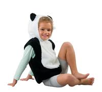 PRETEND TO BEE Costume da panda per bambini, bianco e nero, top con cerniera e cappuccio imbottito e coda, abbigliamento da gioco di ruolo con animali dello zoo, Giornata mondiale del libro e