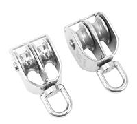 Pretfy 2pcs M32 Blocco Puleggia Doppio, Ruota a Rulli in Acciaio Inossidabile, Puleggia di Rotazione a 360 ° per Sollevamento del Cavo, capacità di Carico 250 kg