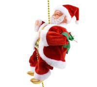 Pretfy Perline di Babbo Natale che si arrampicano, elettriche a batteria, che si arrampicano su e giù, Babbo Natale che si arrampica con luci e musica, decorazioni natalizie, ornamenti natalizi