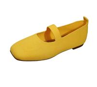 Pretty Ballerine da donna, ballerine piatte, estive, medievali, comode, in velluto, larghezza H, scarpe da ginnastica eleganti per ragazze, giallo., 41 EU