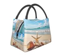 Pretty Beach and Seashell Borsa per il pranzo per donne e uomini adulti Scatola termica per il pranzo riutilizzabile a prova di perdite Borsa per il pranzo di grande capacità Contenitore per alimenti