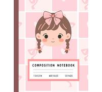 Pretty Bows Composition Notebook for Girls: Wide-Ruled 7.5" x 9.25" School Notebook | 120 Pages | Pink Bow & Heart Theme with Cute Girl Design