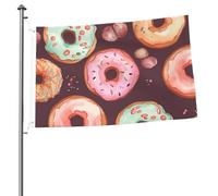 Pretty Donuts - Bandiera da giardino con stampa su entrambi i lati, 0,9 x 90 cm, per esterni, per vacanze, con occhielli, sfondo fotografico, per interni ed esterni