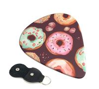 Pretty Donuts - Confezione da 6 plettri per chitarra con porta plettri in pelle, portachiavi, custodia per plettri, arte astratta, per chitarra acustica elettrica, ukulele, 0,96 mm