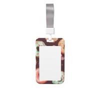 Pretty Donuts - Porta badge con cordino staccabile, in plastica rigida, impermeabile, per insegnanti, infermiere, dottori, ufficio