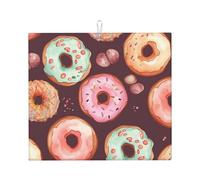 Pretty Donuts - Tappetino scolapiatti super assorbente, con gancio, facile da pulire, accessori da cucina, scolapiatti per piatti, 45,7 x 40,6 cm