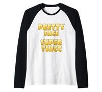Pretty Face And Shes Super Thicc Funny Video Thick Meme Maglia con Maniche Raglan
