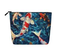 Pretty Fish - Trousse da viaggio con stampa di pesce, in imitazione di lino, impermeabile, organizer per cosmetici da donna